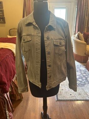 Classic Women's Green Denim Jacket - Liverpool size large